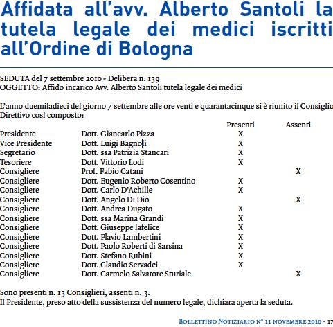 Nomina dell'Avvocato Alberto Santoli quale Consulente Legale dell'Ordine dei Medici di Bologna Nomina dell'Avvocato Alberto Santoli quale Consulente Legale dell'Ordine dei Medici di Bologna